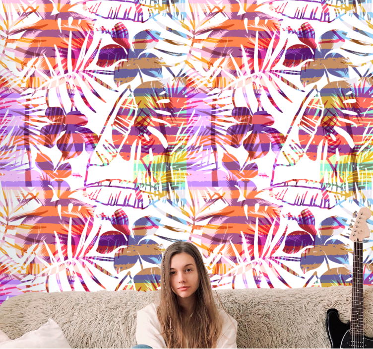 Tapeta kwiaty w intensywne wzory florystyczne - TenStickers