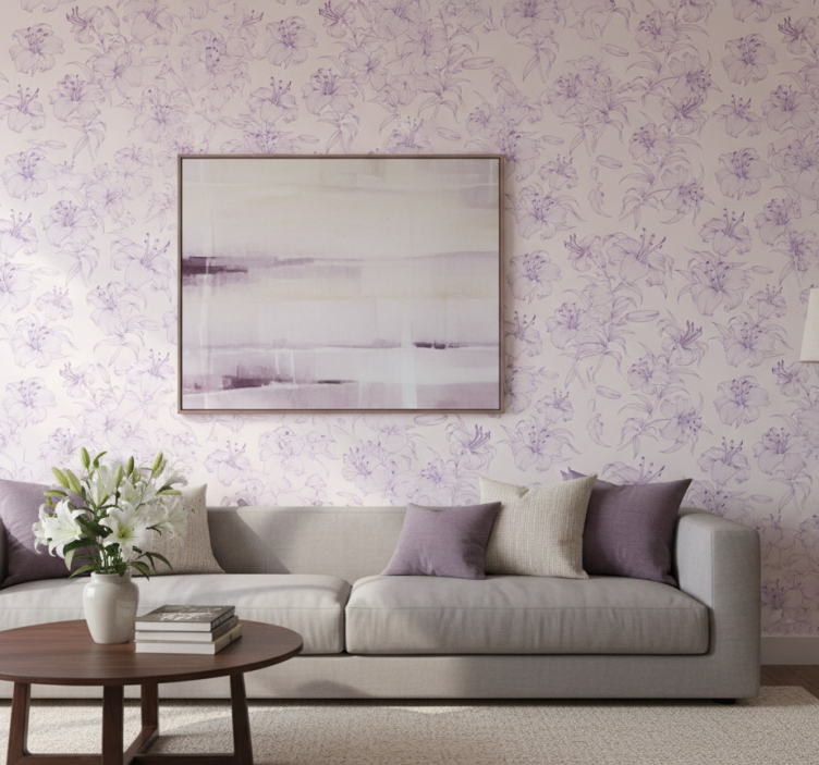 Tapeta kwiaty w kwitnące lilie floral design - TenStickers