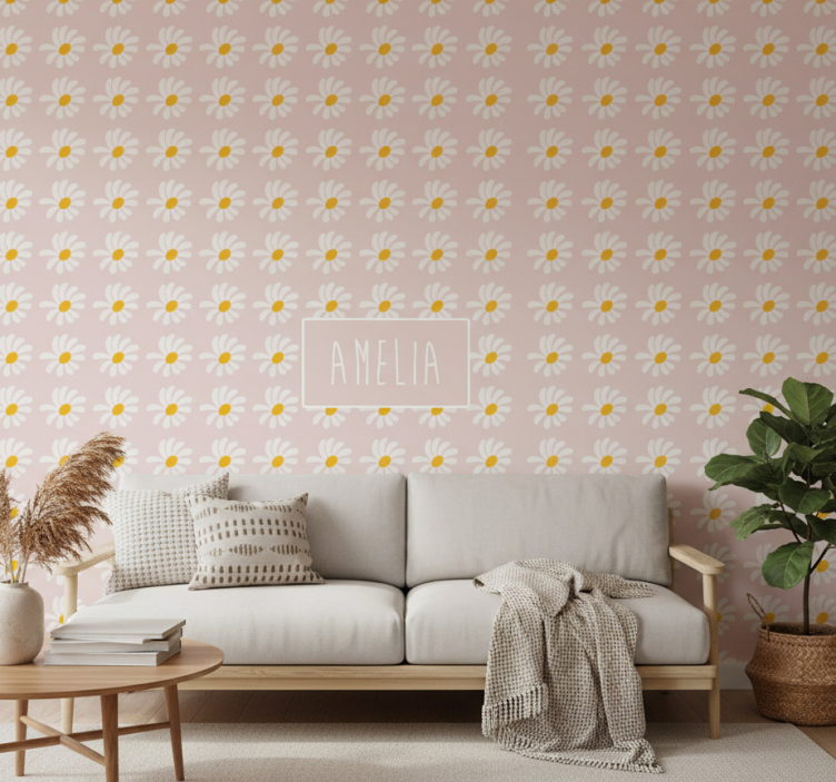 Tapeta kwiaty w stylu boho ilustracja - TenStickers