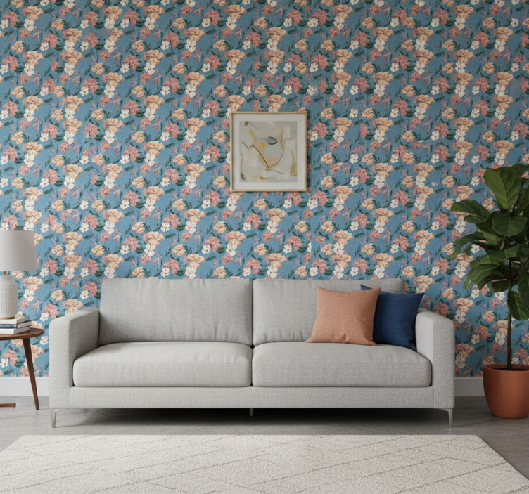 Tapeta kwiaty wzór kwiatowy 'ziedi jeans' - TenStickers