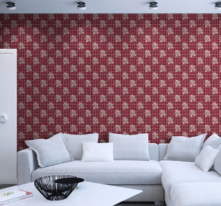 Tapeta kwiaty wzór mozaiki kwiatowej - TenStickers