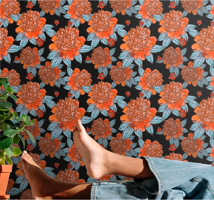 Tapeta kwiaty żywy, kolorowy design - TenStickers