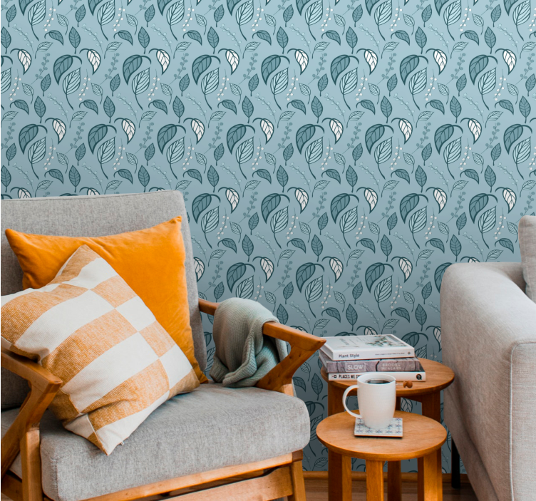 Tapeta liście kiełki skandynawskie - TenStickers