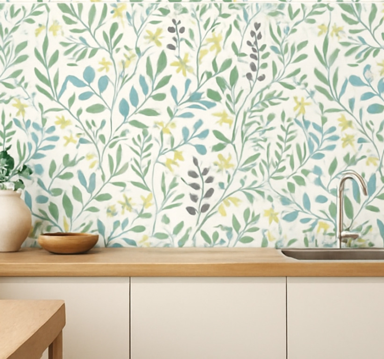 Tapeta liście Łodygi dzikich łąk - TenStickers