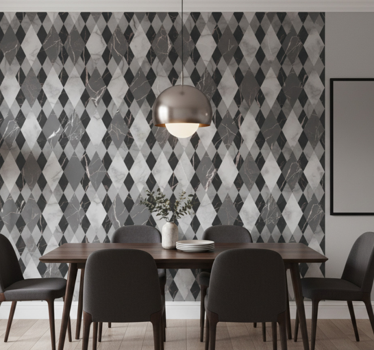 Tapeta marmur w ciemny diamentowy wzór - TenStickers