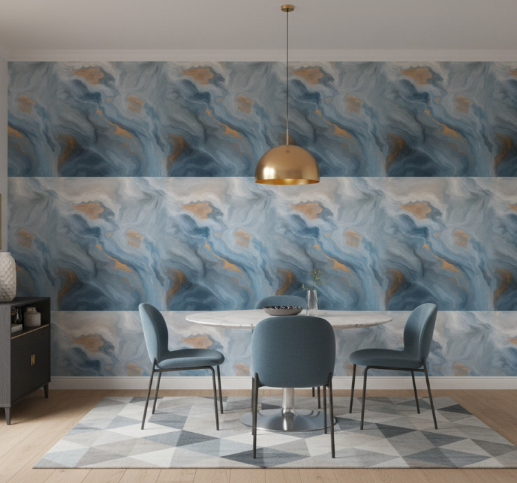 Tapeta marmur w odcieniach bursztynowo-niebieskich - TenStickers