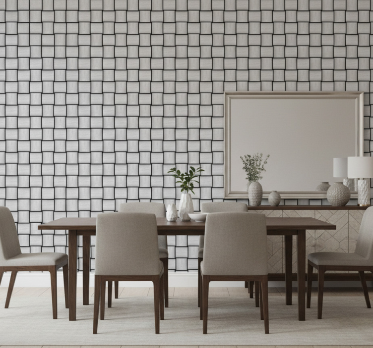 Tapeta marmur w szarym motywie kwadratów - TenStickers