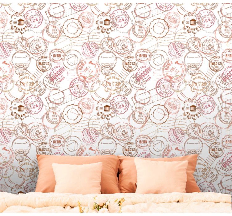 Tapeta miasto stemplowany motyw paszportu - TenStickers