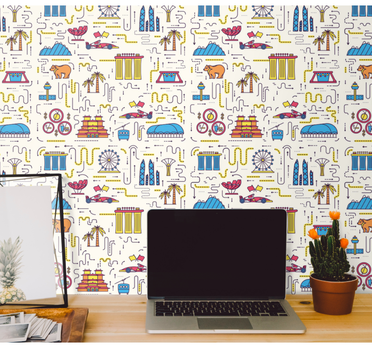 Tapeta miasto zabawa w pejzaż miejski - TenStickers