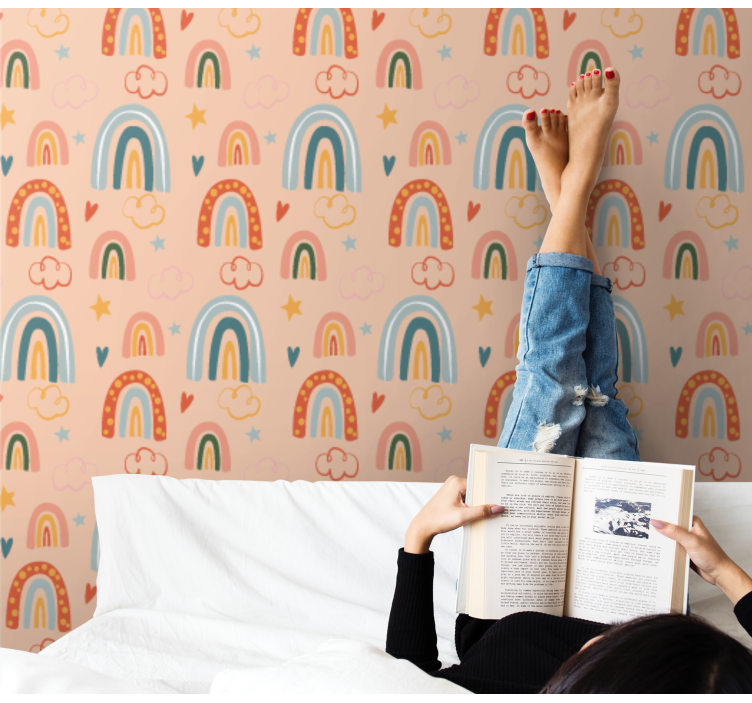 Tapeta do pokoju młodzieżowego tęczowy krajobraz marzeń - TenStickers