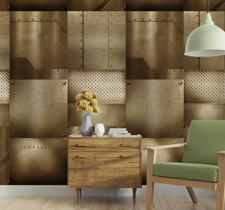 Tapeta teksturowana mozaika mosiężna - TenStickers