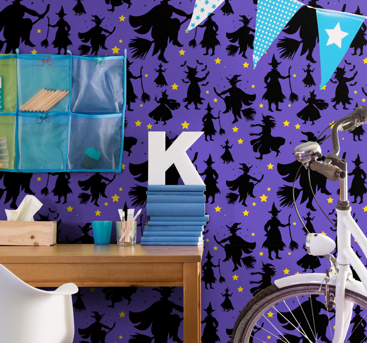 Tapeta Halloween sylwetki czarownic - TenStickers