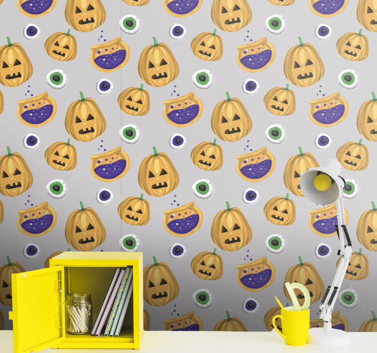 Tapeta Halloween wzór dyni - TenStickers