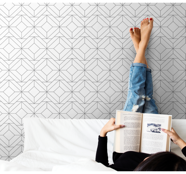 Tapeta do gabinetu Biały wzór geometryczny - TenStickers