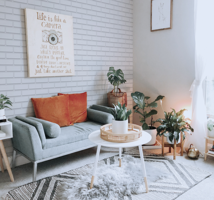 Tapeta do salonu białe realistyczne cegły - TenStickers