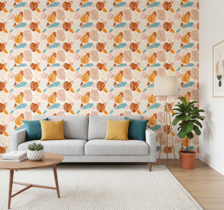 Tapeta natura kolorowe liście - TenStickers