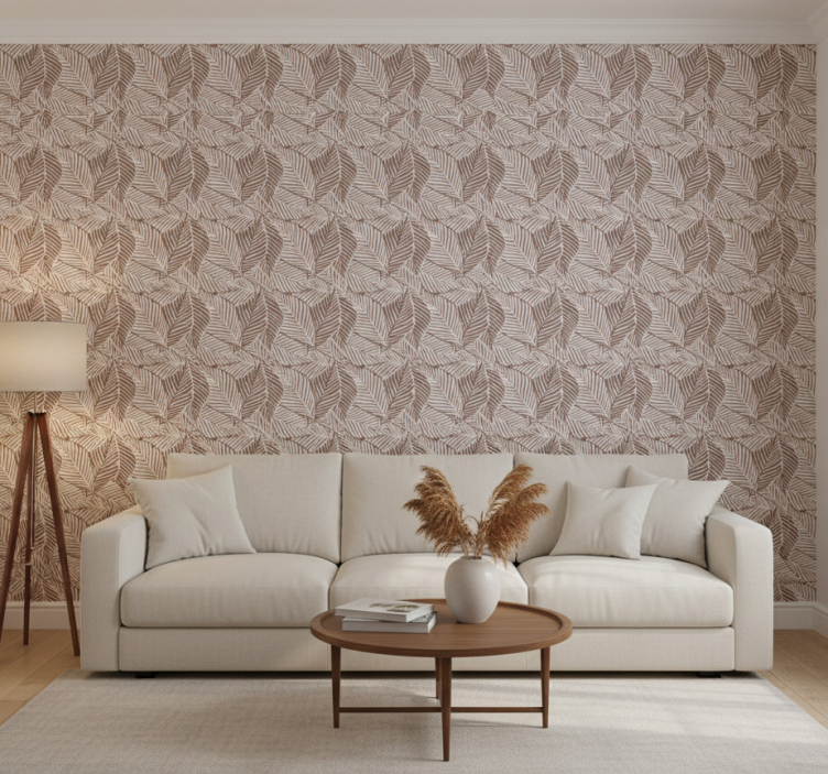 Tapeta natura liście terakoty - TenStickers