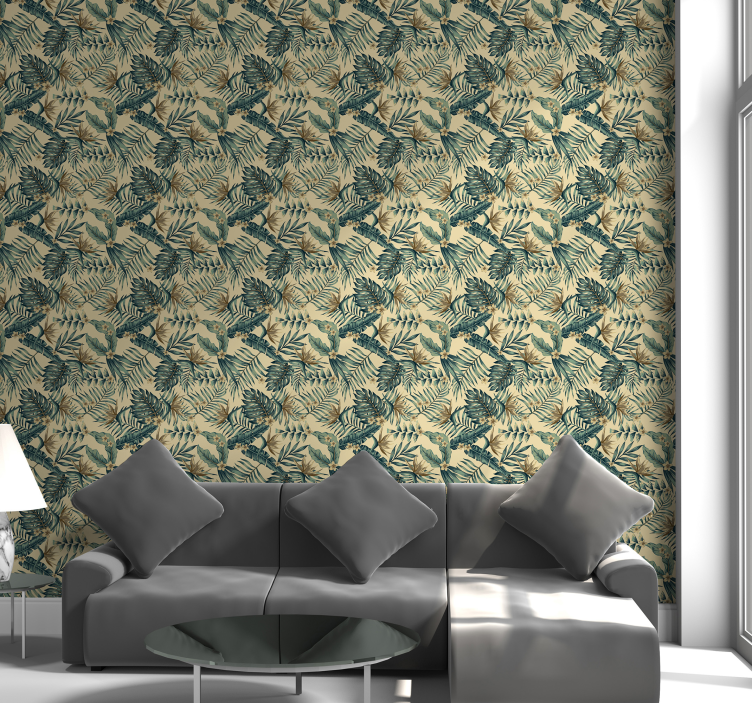 Tapeta kwiat tropikalnych liści - TenStickers