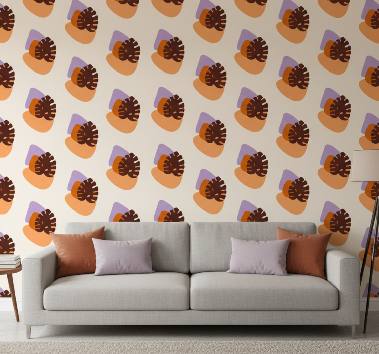 Tapeta natura w kolorowe kształty liści - TenStickers