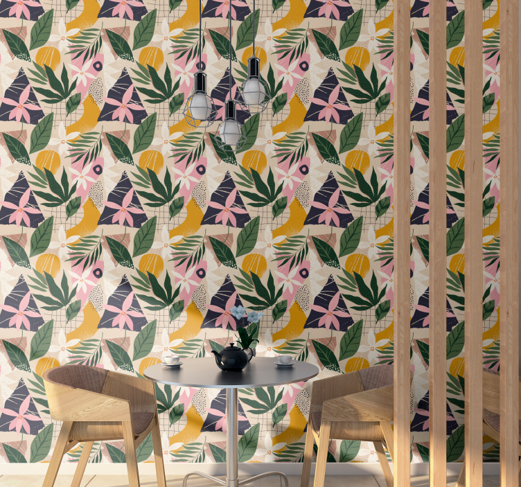 Tapeta natura wzór tropikalnej flory - TenStickers