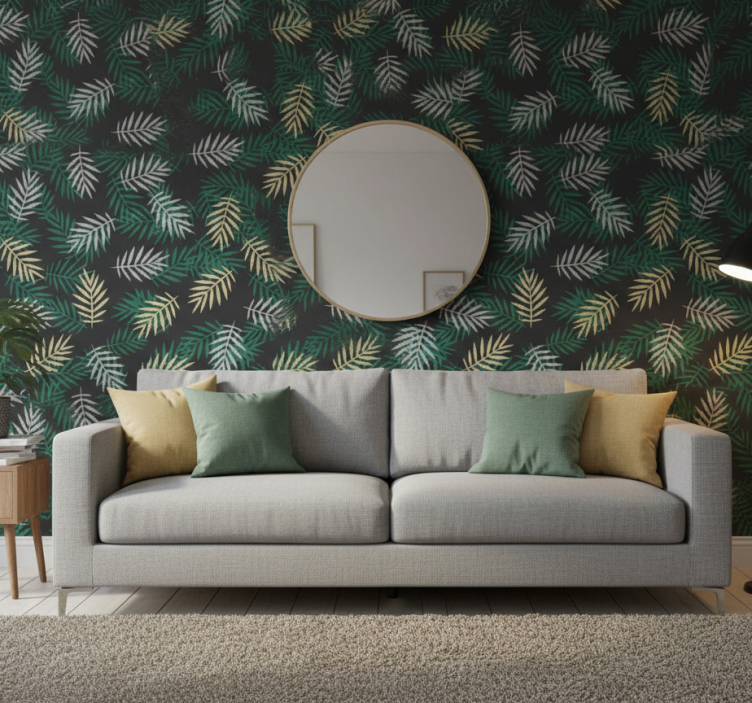 Tapeta natura wzór tropikalnej zieleni - TenStickers