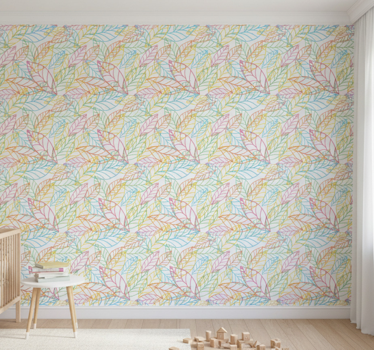 Tapeta natura z żywymi elementami liści - TenStickers