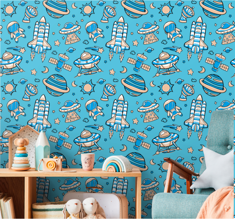 Tapeta nowoczesna fantazja eksploracji kosmosu - TenStickers