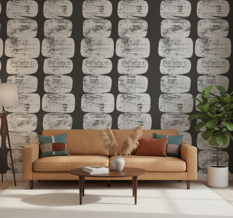 Tapeta nowoczesna w geometryczne kształty w stylu mid-century - TenStickers