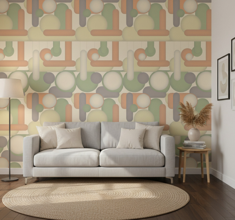 Tapeta nowoczesna w geometryczne okręgi - TenStickers
