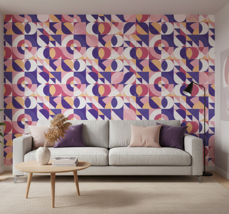 Tapeta nowoczesna w geometryczny wzór okręgów - TenStickers