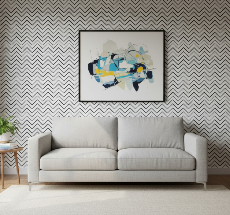 Tapeta nowoczesna w geometryczny wzór zygzaków - TenStickers