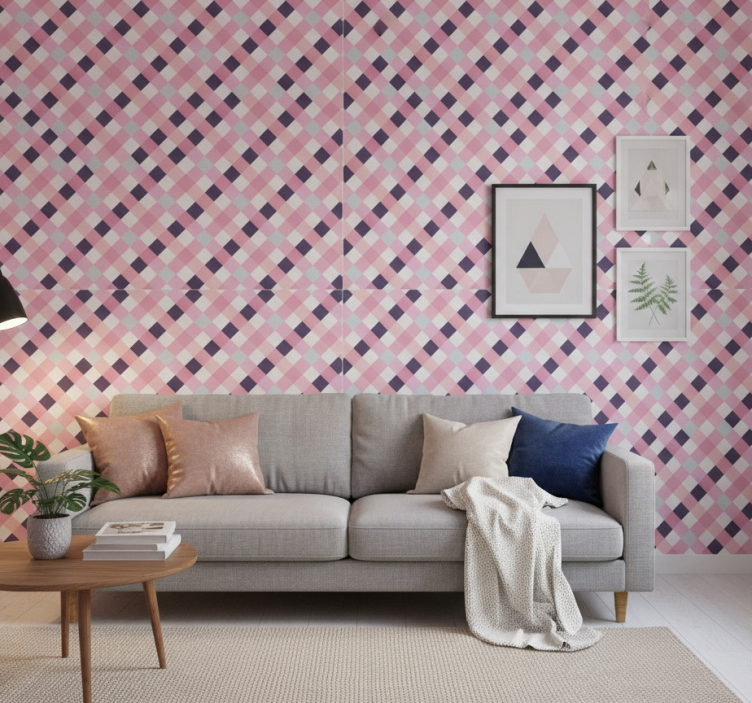 Tapeta nowoczesna w harmonii diamentowego wzoru - TenStickers