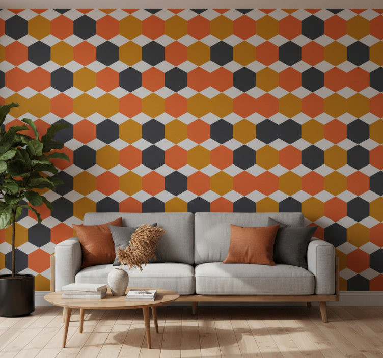 Tapeta nowoczesna w hexagonalny wzór - TenStickers