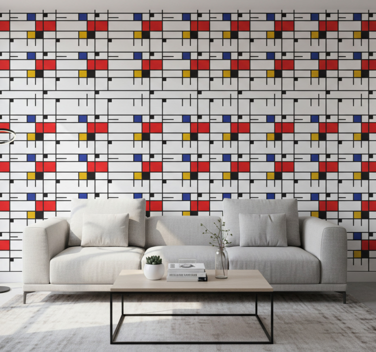Tapeta nowoczesna w stylu sztuki geometrycznej mondriana - TenStickers