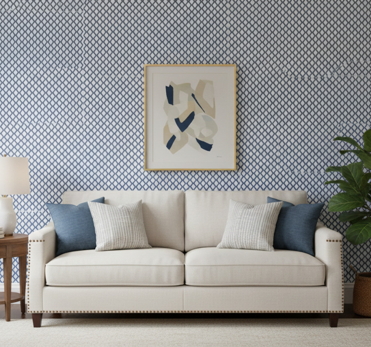 Tapeta nowoczesna w wzór diamentowy stylu hampton - TenStickers