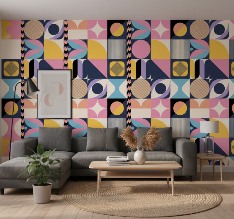 Tapeta nowoczesna z geometrycznymi wzorami - TenStickers