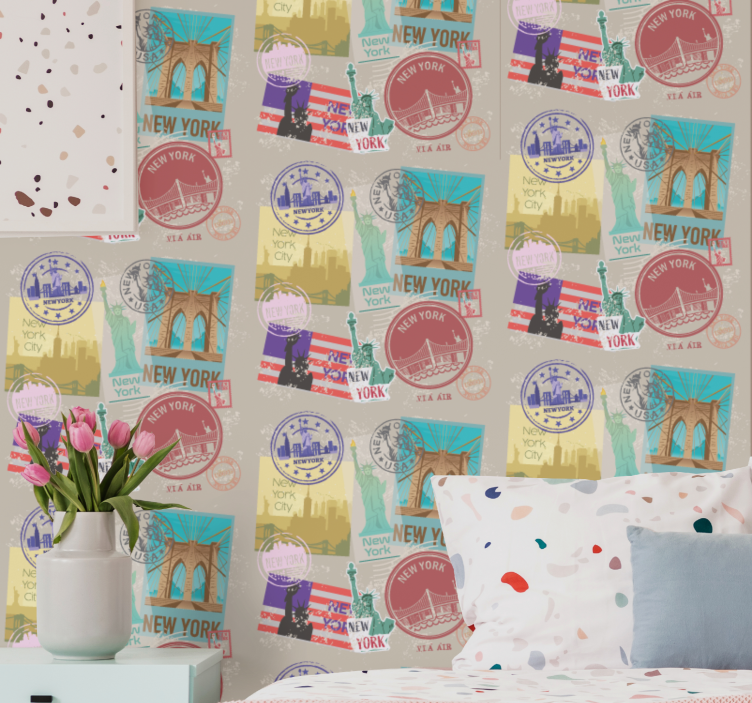 Tapeta Nowy Jork znaczki nowego jorku - TenStickers