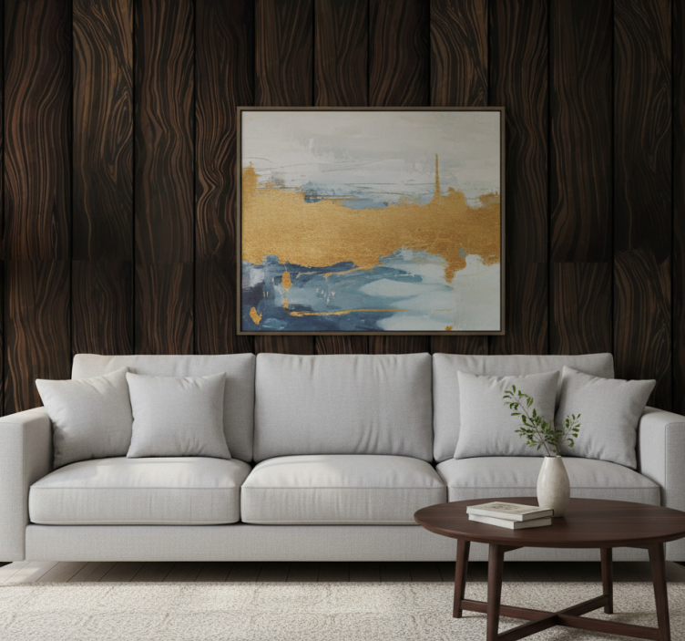 Tapeta drewno w ciemny wzór liści - TenStickers