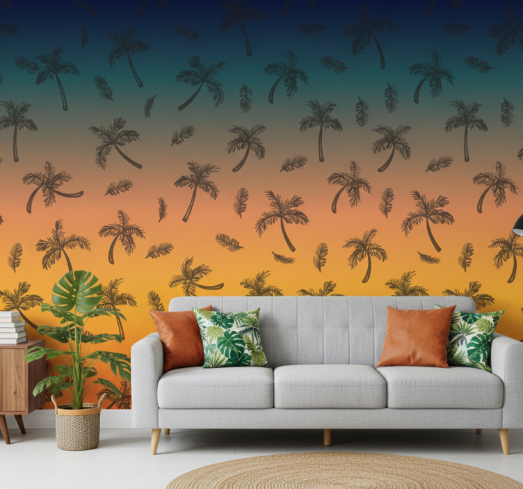 Tapeta ornament scena tropikalnych palm - TenStickers