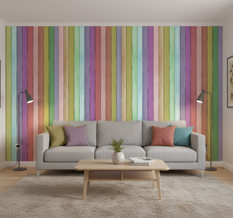 Tapeta ornament w jasne drewniane deski - TenStickers