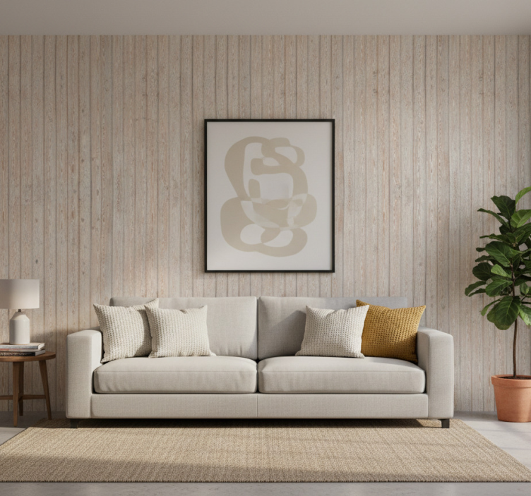 Tapeta ornament w jasnobrązowe poziome deski - TenStickers