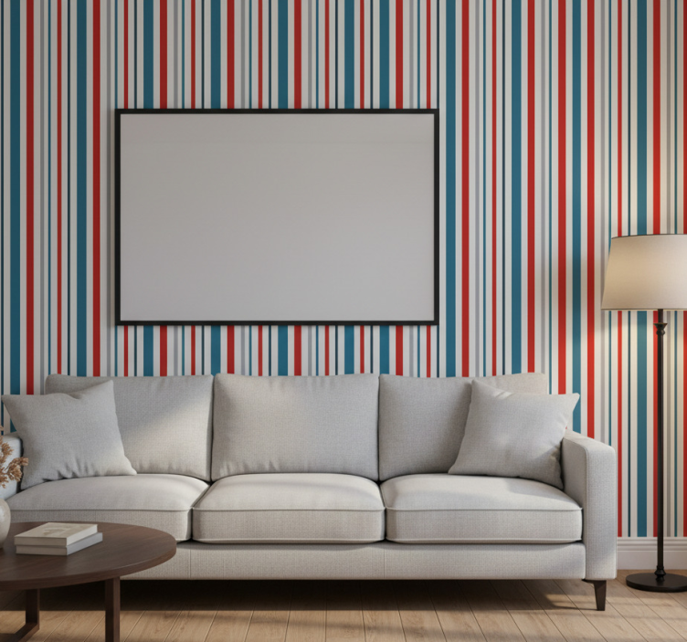 Tapeta ornament w morskim retro paski - TenStickers