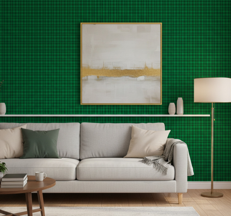 Tapeta ornament w zieloną kratkę - TenStickers