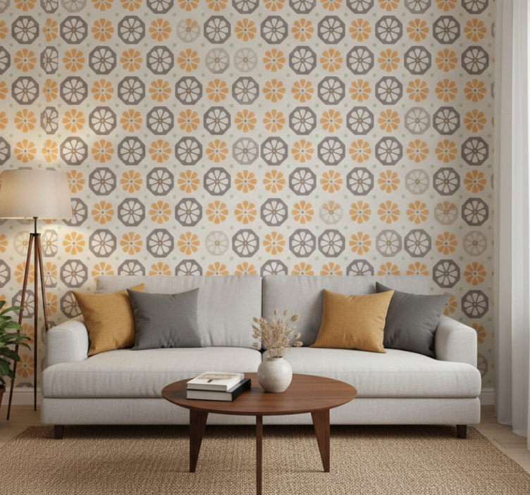 Tapeta ornament z kwiatowym wzorem - TenStickers