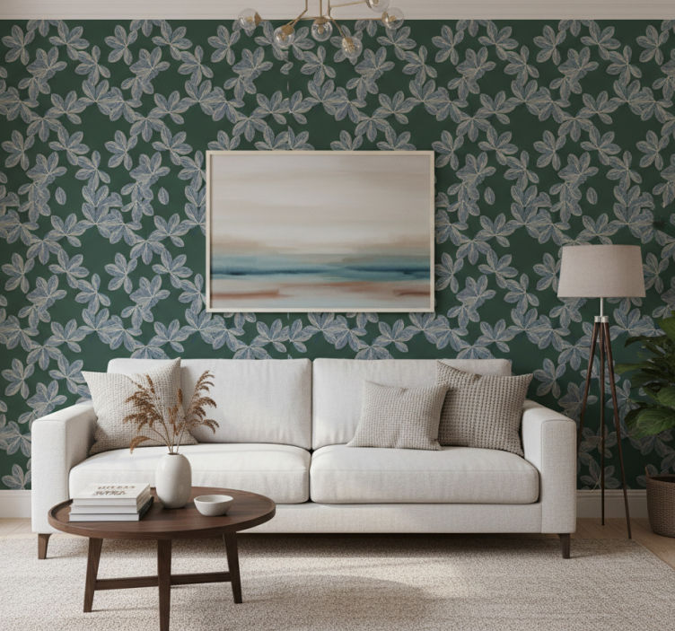 Tapeta ornament z motywem liści botanicznych - TenStickers