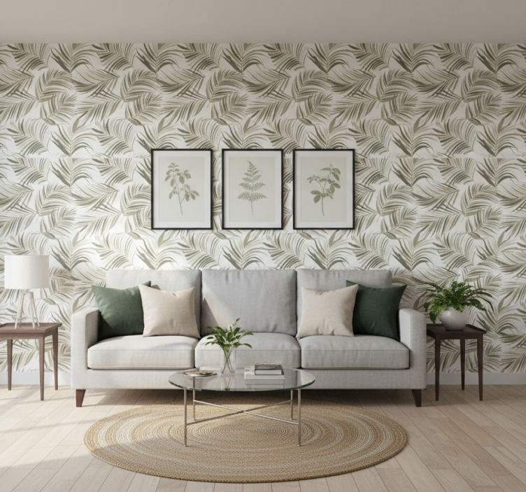 Tapeta ornament z wyrafinowanymi motywami liści - TenStickers