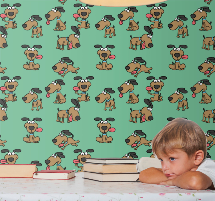 Tapeta pies zabawa z psią kreskówką - TenStickers