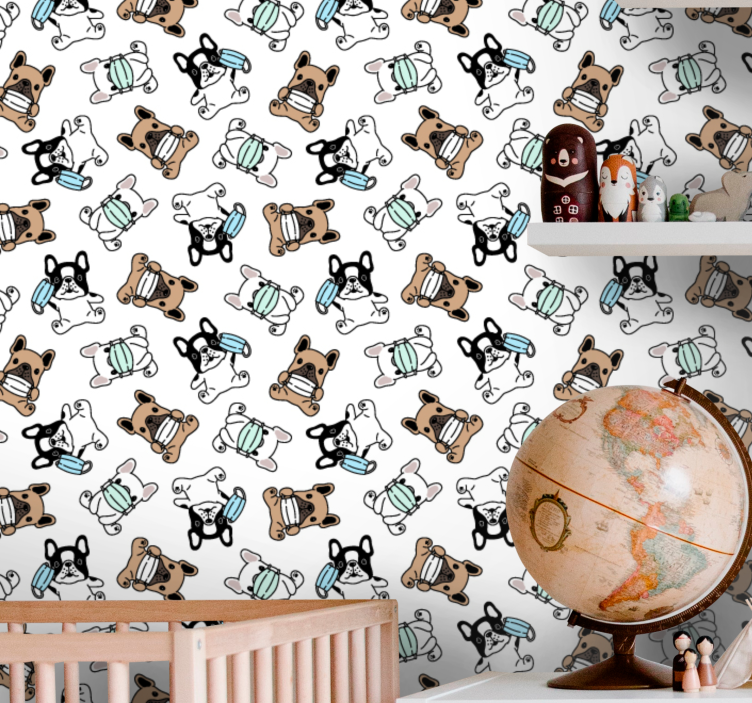 Tapeta pies Słodkie psy z maskami na twarz - TenStickers