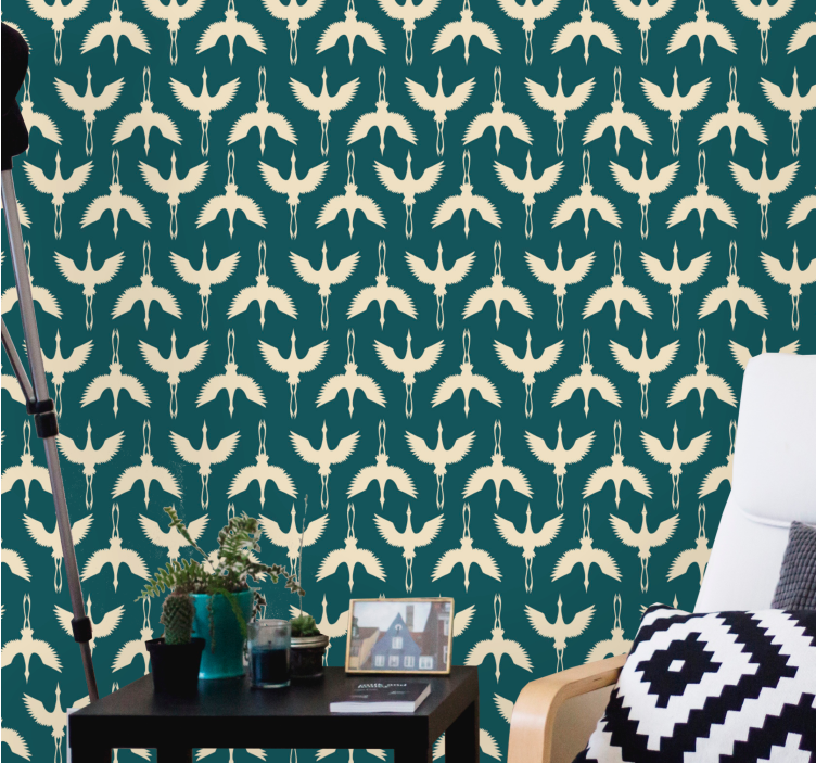 Tapeta ptaki eleganckie beżowe wzory - TenStickers