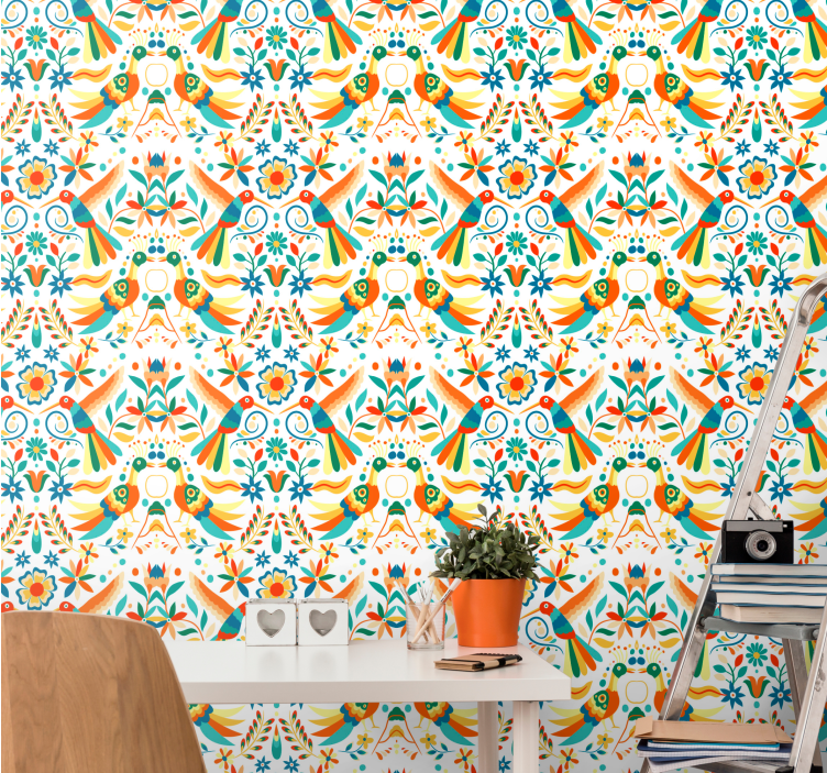 Tapeta ptaki tradycyjny wzór - TenStickers